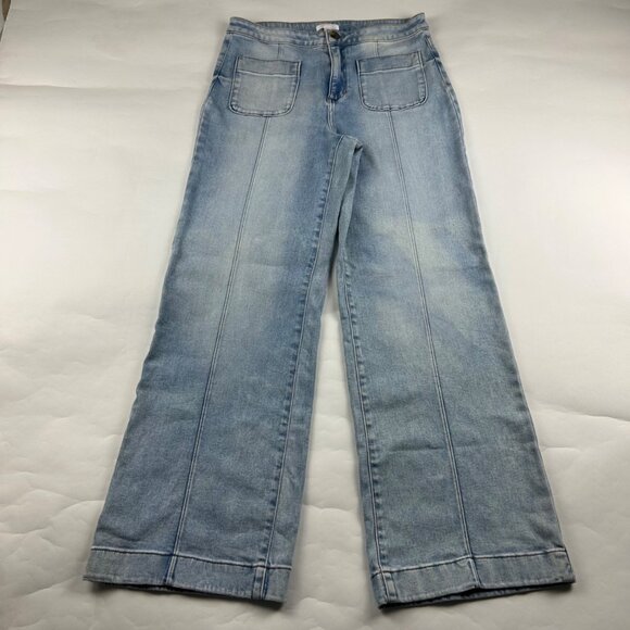 LC Lauren Conrad Denim - LC Lauren Conrad Acid Wash Stretch Denim High Rise Wide Leg Jeans 14